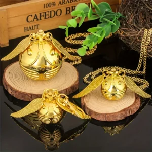 Factory direct sale Golden Snitch Quartz Pocket Watch Necklace Angel Wing Spherical Pendant Fashion Sweater Chain Pocket Watch